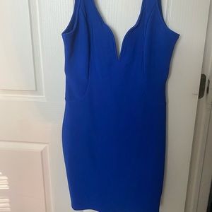 Cobalt blue mini dress with low neckline& low back